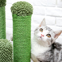 Cat Scratching Post Cactus Cat Scratcher Featuring with 3 Scratching Poles and Interactive Dangling Ball