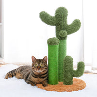 Cat Scratching Post Cactus Cat Scratcher Featuring with 3 Scratching Poles and Interactive Dangling Ball