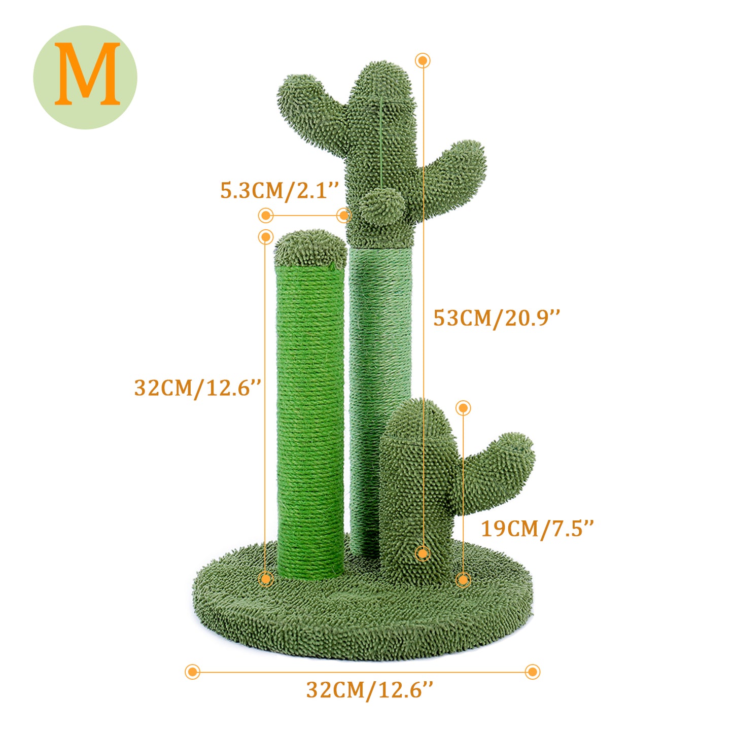 Cat Scratching Post Cactus Cat Scratcher Featuring with 3 Scratching Poles and Interactive Dangling Ball