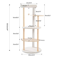 Multi-Level Cat Tree Modern Cat Tower Wooden Activity Center with Scratching Posts Beige (Minimum Retail Price for US: USD 119.99)