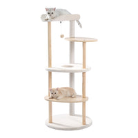 Multi-Level Cat Tree Modern Cat Tower Wooden Activity Center with Scratching Posts Beige (Minimum Retail Price for US: USD 119.99)