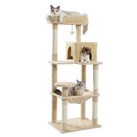 Luxury Cat Tree Cat Tower with Sisal Scratching Post, Cozy Condo, Top Perch, Hammock and Dangling Ball Beige (Minimum Retail Price for US: USD 99.99)