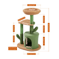 Cactus Cat Tree Cat Tower with Warmy Condo, Plush Perches, Sisal Scratching Post and Fluffy Balls for Small and Medium Cats (Minimum Retail Price for US: USD 59.99)