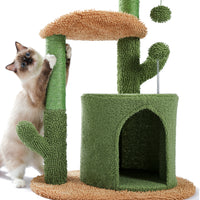 Cactus Cat Tree Cat Tower with Warmy Condo, Plush Perches, Sisal Scratching Post and Fluffy Balls for Small and Medium Cats (Minimum Retail Price for US: USD 59.99)