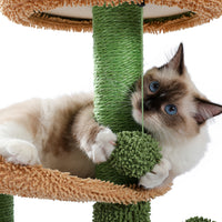 Cactus Cat Tree Cat Tower with Warmy Condo, Plush Perches, Sisal Scratching Post and Fluffy Balls for Small and Medium Cats (Minimum Retail Price for US: USD 59.99)