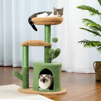 Cactus Cat Tree Cat Tower with Warmy Condo, Plush Perches, Sisal Scratching Post and Fluffy Balls for Small and Medium Cats (Minimum Retail Price for US: USD 59.99)