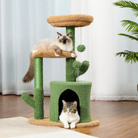 Cactus Cat Tree Cat Tower with Warmy Condo, Plush Perches, Sisal Scratching Post and Fluffy Balls for Small and Medium Cats (Minimum Retail Price for US: USD 59.99)