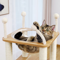 Modern Wooden Cat Tree Multi-Level Cat Tower With Fully Sisal Covering Scratching Posts, Deluxe Condos And Large Space Capsule Nest (Minimum Retail Price for US: USD 189.99)