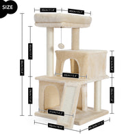 Modern Small Cat Tree Cat Tower With Double Condos Spacious Perch Sisal Scratching Posts，Climbing Ladder and Replaceable Dangling Balls Beige (Minimum Retail Price for US: USD 79.99)