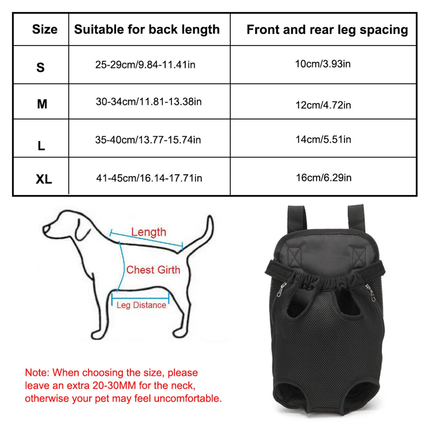 Small Pet Cat Puppy Dog Carrier Front Pack Hiking Backpack Head Legs Out Black