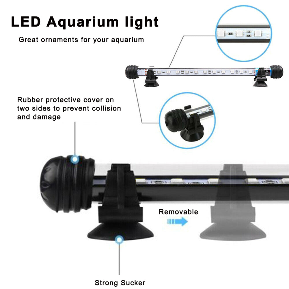 Submersible Air Bubble Aquarium Fish Tank RGB LED Light Bar Strip Lamp+Remote US