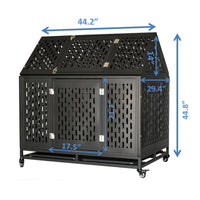 Heavy Duty Dog Crate Cage Kennel Strong Metal Frame Kennel Durable Indoor & Outdoor Kennel for Large Dogs, Easy to Assemble and Move with Four Wheels