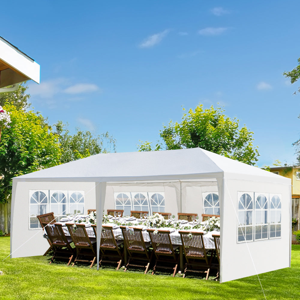 10'X20' Outdoor Party Tent with 4 Removable Sidewalls, Waterproof Canopy Patio Wedding Gazebo, White