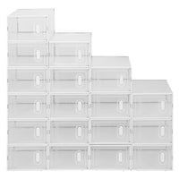 Shoe Storage Boxes 18 Pack Clear Plastic Stackable - White