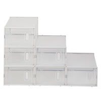 Shoe Storage Boxes 6 Pack Clear Plastic Stackable - White