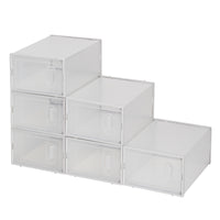 Shoe Storage Boxes 6 Pack Clear Plastic Stackable - White