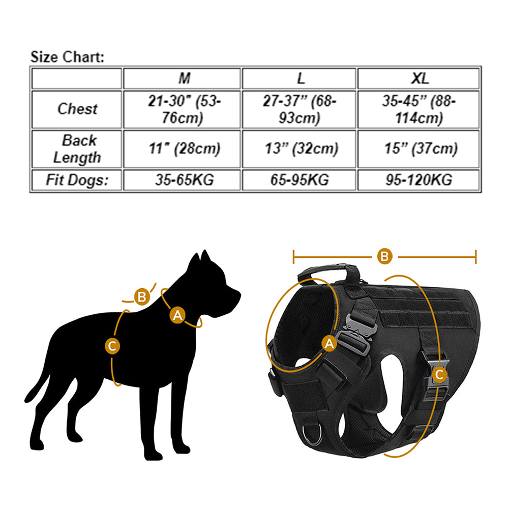 Tactical Dog Vest Harness Military Dog Training Vest Working Dog+Leash XL