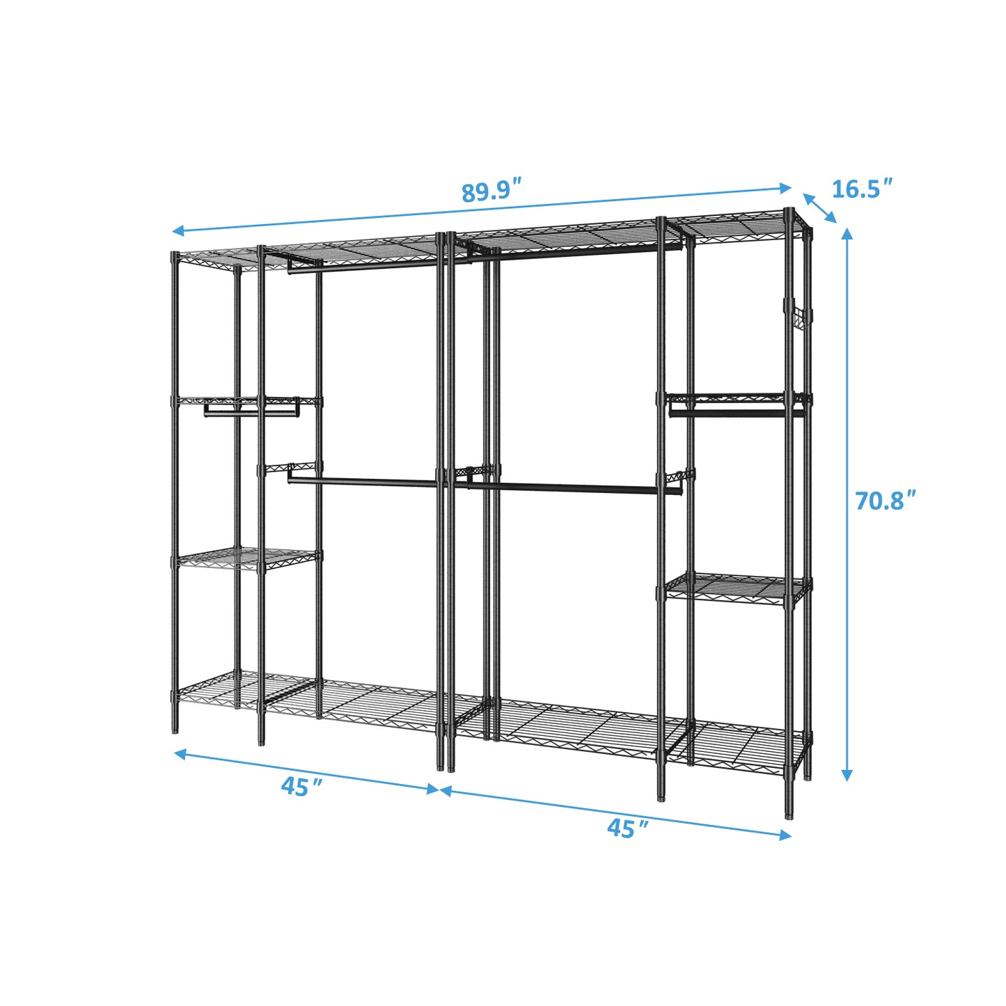 Closet Organizer Metal Garment Rack Portable Clothes Hanger Home Shelf