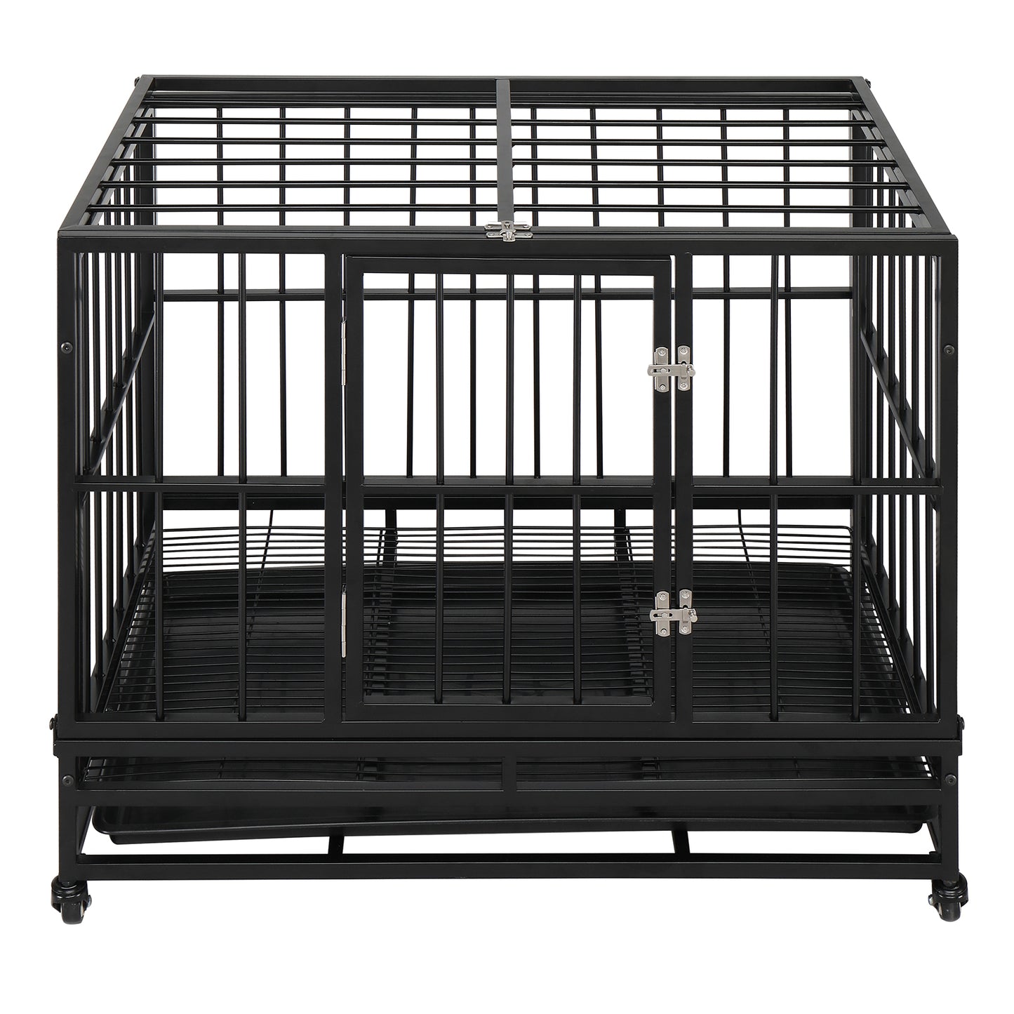 36.5” Heavy Duty Dog Cage Crate Kennel Metal Pet Playpen Portable with Tray Black