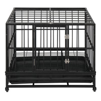 36.5” Heavy Duty Dog Cage Crate Kennel Metal Pet Playpen Portable with Tray Black