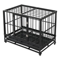 36.5” Heavy Duty Dog Cage Crate Kennel Metal Pet Playpen Portable with Tray Black