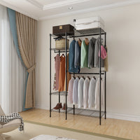 Closet Organizer Metal Garment Rack Portable Clothes Hanger Home Shelf