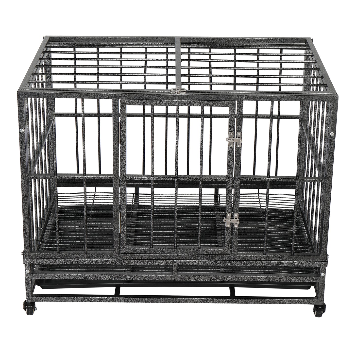 36.5” Heavy Duty Dog Cage Crate Kennel Metal Pet Playpen Portable with Tray Silver