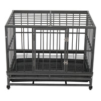 36.5” Heavy Duty Dog Cage Crate Kennel Metal Pet Playpen Portable with Tray Silver