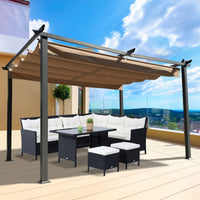 13 x 10 Ft Outdoor Patio Retractable Pergola，Beige