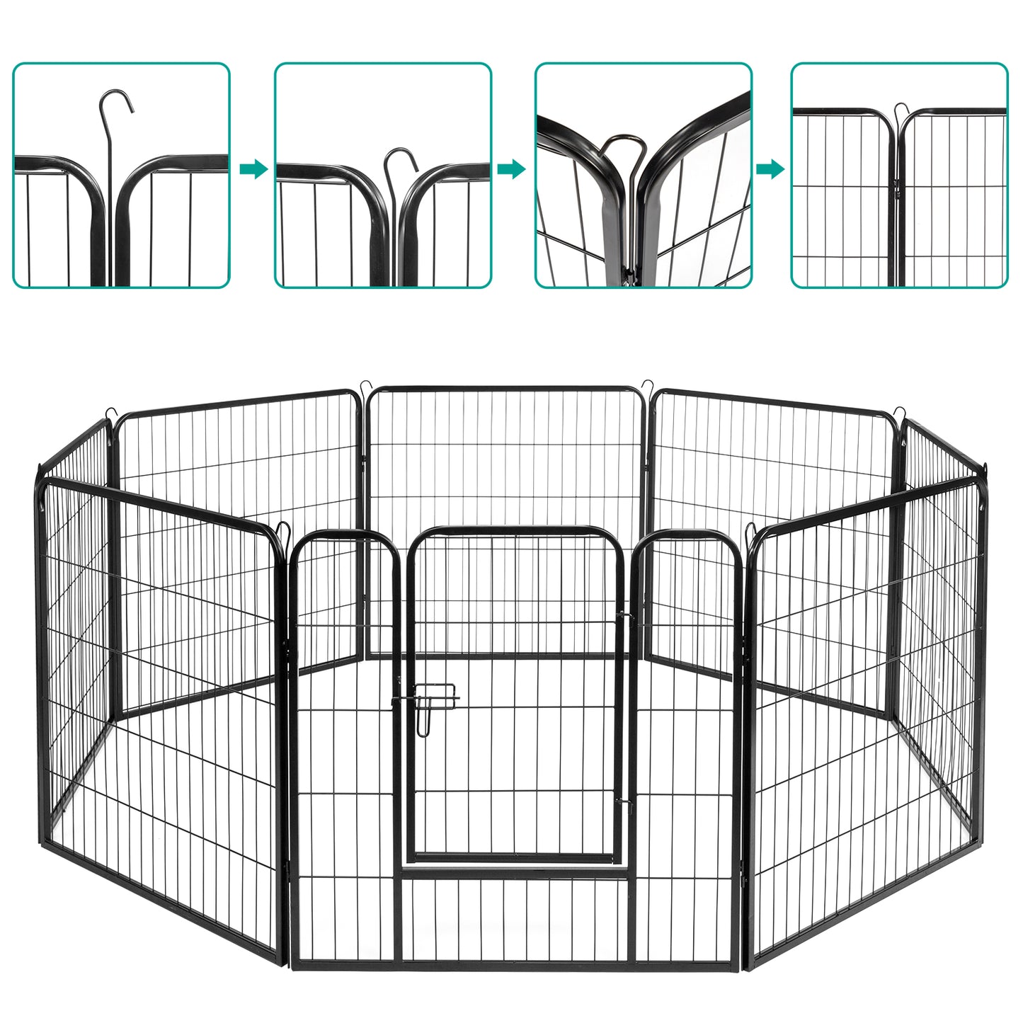 31.5" Dog Pet Playpen Heavy Duty Metal Exercise Fence Hammigrid 8 Panel