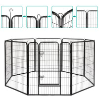 40" Dog Pet Playpen Heavy Duty Metal Exercise Fence Hammigrid 8 Panel Silver