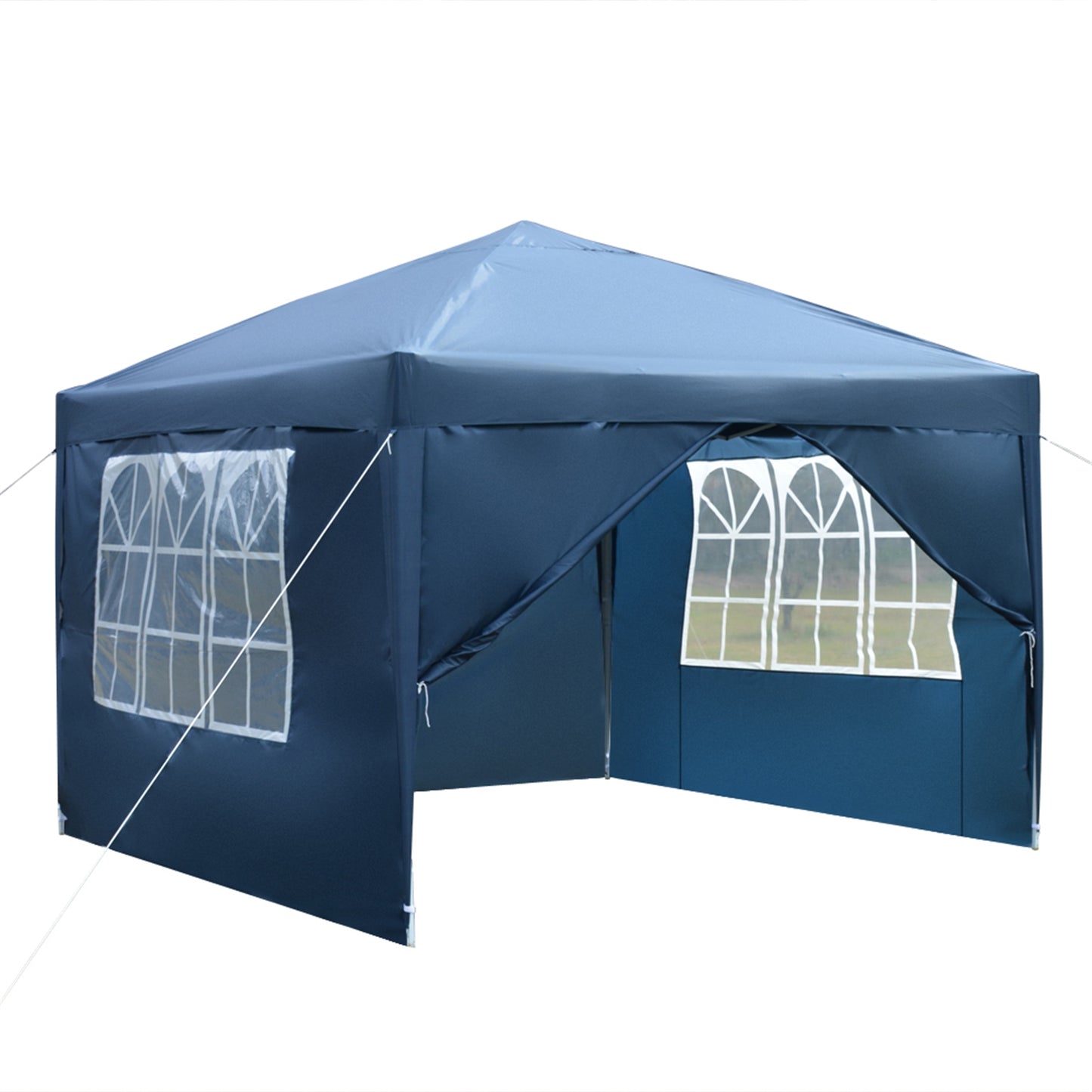 3 x 3m Two Doors & Two Windows Practical Waterproof Right-Angle Folding Tent Blue