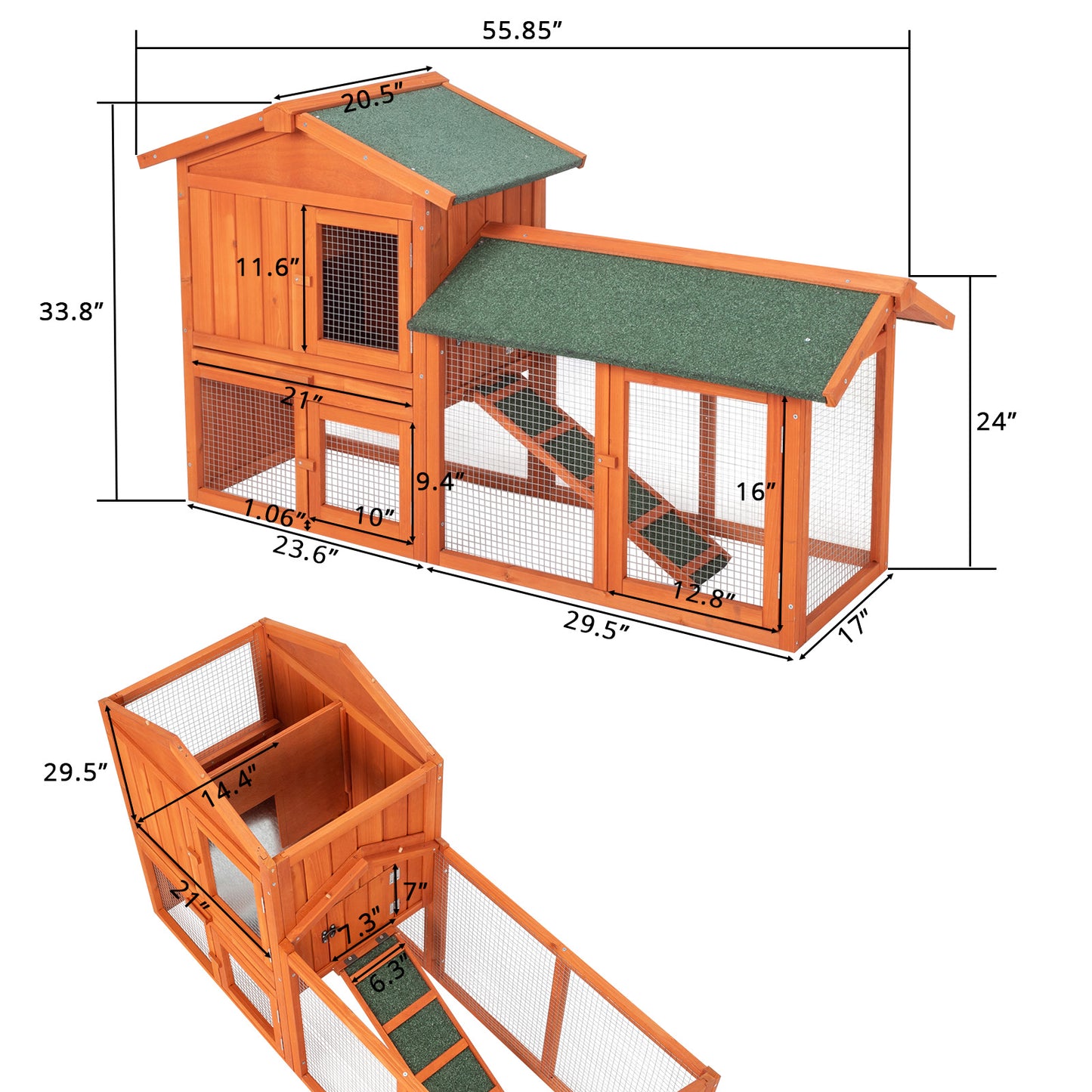 61" Wooden Chicken Coop Hen House Rabbit Wood Hutch Poultry Cage Habitat