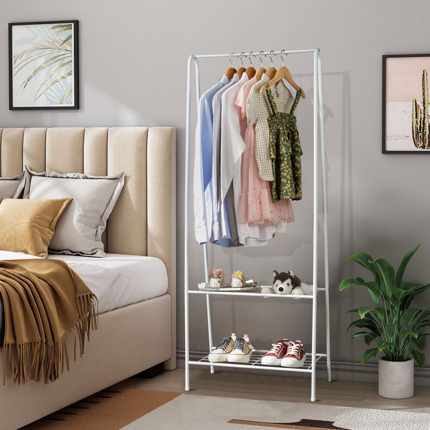 2-Tier Durable Shelf for Shoes Clothes Storage