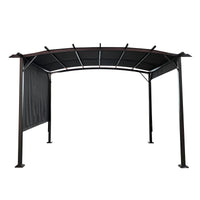 12 x 9 Ft Outdoor Pergola Patio Gazebo,Retractable Shade Canopy,Steel Frame Grape Gazebo,Sunshelter Pergola，Grey