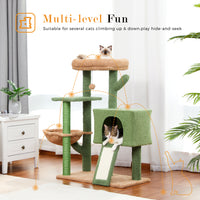 Cactus Cat Tree Cat Tower with Sisal Covered Scratching Post and Cozy Condo Cat Climbing Stand with Plush Perch &Soft Hammock for Indoor Cats(Minimum Retail Price for US: USD 79.99)