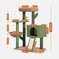 Cactus Cat Tree Cat Tower with Sisal Covered Scratching Post and Cozy Condo Cat Climbing Stand with Plush Perch &Soft Hammock for Indoor Cats(Minimum Retail Price for US: USD 79.99)