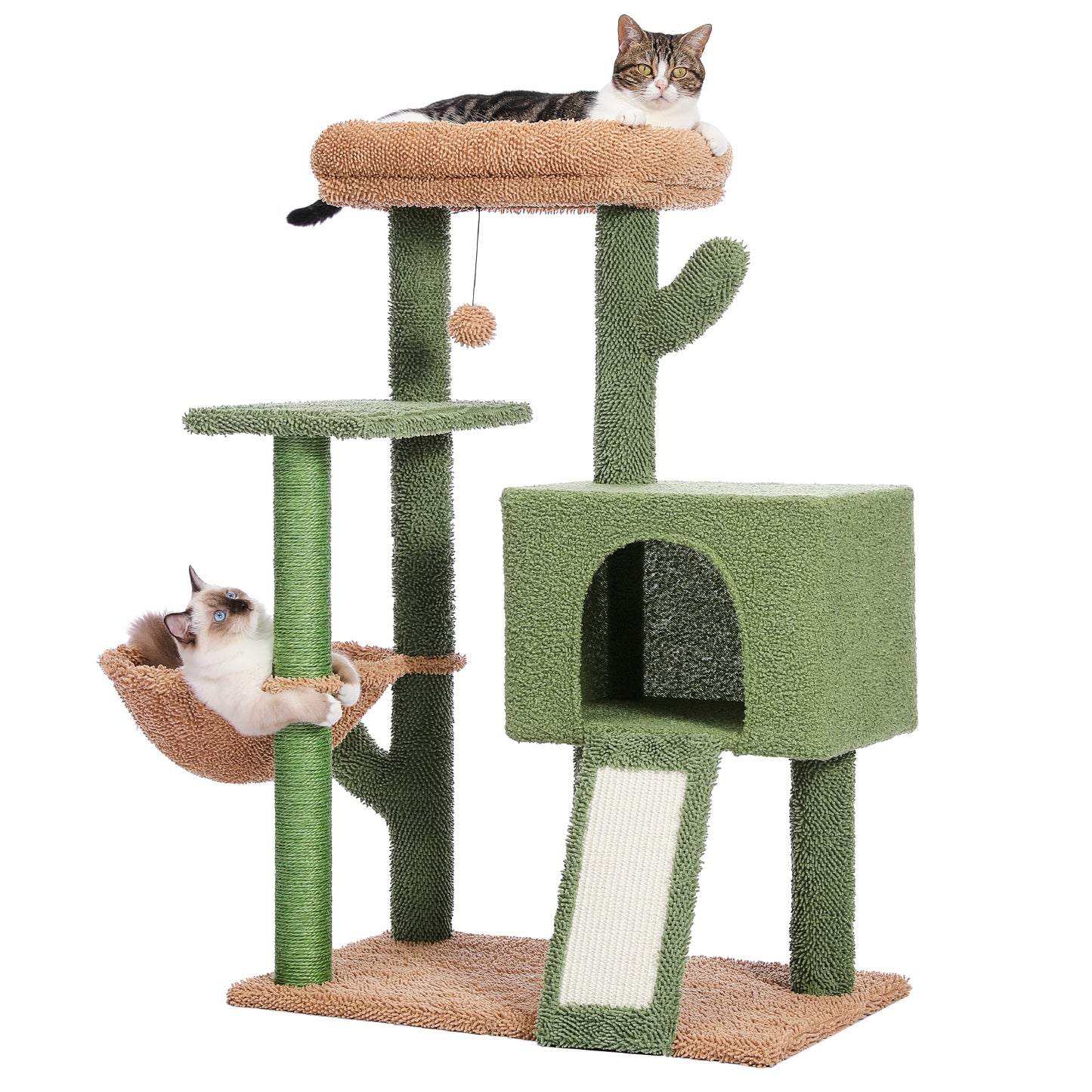 Cactus Cat Tree Cat Tower with Sisal Covered Scratching Post and Cozy Condo Cat Climbing Stand with Plush Perch &Soft Hammock for Indoor Cats(Minimum Retail Price for US: USD 79.99)