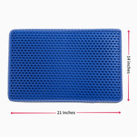 Cat Litter Mat, Kitty Litter Trapping Mat, Double Layer Mats with MiLi Shape Scratching design, Urine Waterproof, Easy Clean, Scatter Control  21" x 14"  Blue（same as JYD-GT-MSD-BLUE）