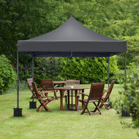 10x10ft Instant Portable Pop Up Canopy Tent  PVC Coated Shelter with Wheeled Carry Case, 4 Sand Bags - Black Top