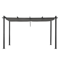 395*300*245cm Dark Gray Columns, Dark Gray Adjustable Polyester Shade Cloth, 5 Beams, Wrought Iron Gazebo