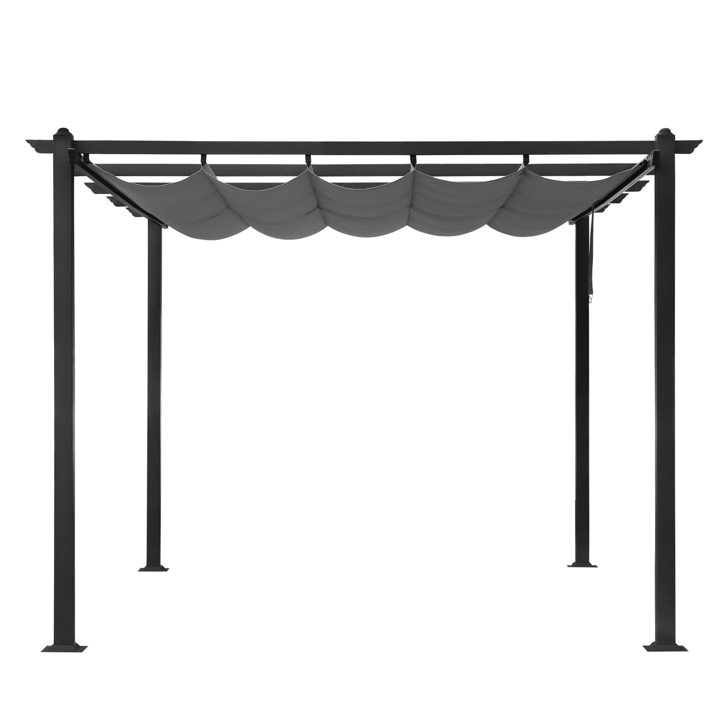 395*300*245cm Dark Gray Columns, Dark Gray Adjustable Polyester Shade Cloth, 5 Beams, Wrought Iron Gazebo