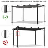 395*300*245cm Dark Gray Columns, Dark Gray Adjustable Polyester Shade Cloth, 5 Beams, Wrought Iron Gazebo