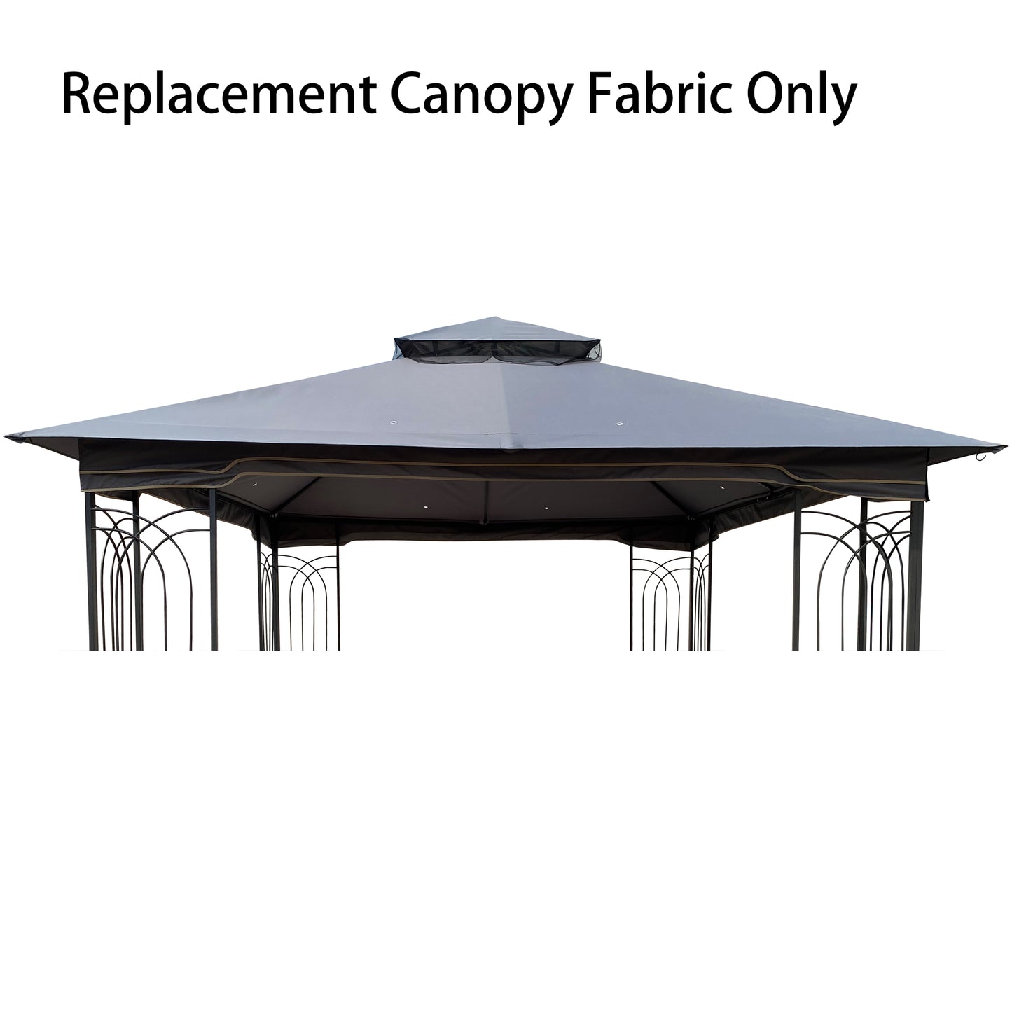 10 x 10 Ft Patio Double Roof Gazebo Replacement Canopy Top Fabric,Gray