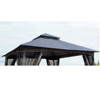 10 x 10 Ft Patio Double Roof Gazebo Replacement Canopy Top Fabric,Gray