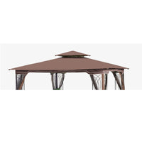 10 x 10 Ft Patio Double Roof Gazebo Replacement Canopy Top Fabric,Brown