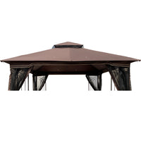 10 x 10 Ft Patio Double Roof Gazebo Replacement Canopy Top Fabric,Brown