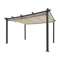 13 x 10 Ft Outdoor Patio Retractable Pergola With Canopy Sunshelter, Beige