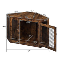 HOBBYZOO Furniture Corner Dog Crate, Lockable Doors, Dog Kennel with Wood and Mesh, Dog Crate for Small/Medium Dogs, Pet Crate Furniture, Dog House, Side End Table, Indoor Use, Rustic Brown