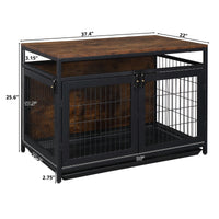 37.4 "Furniture Dog Cage, Super Sturdy Dog Cage, Dog Crate for Small/Medium Dogs, Three door and Three lock,  Anti-chew Features, Pet Crate furniture, End Table Night Stand Indoor Use, Rustic Brown